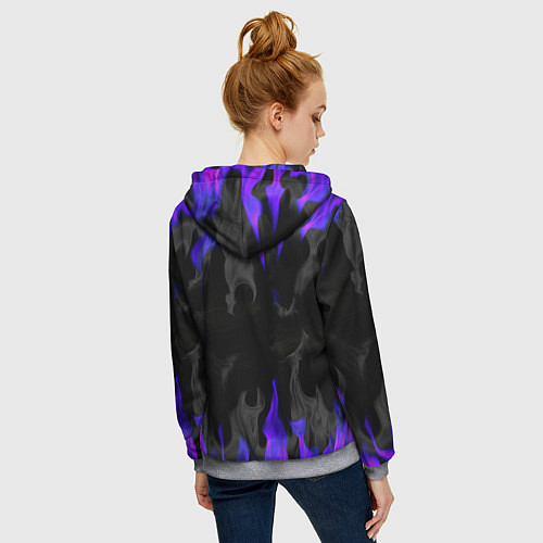 Женская толстовка на молнии Неоновый огонь и дым / 3D-Меланж – фото 4