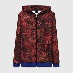 Женская толстовка на молнии Красная трава на чёрном фоне