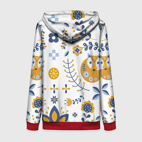 Женская толстовка на молнии Скандинавский узор / 3D-Красный – фото 2