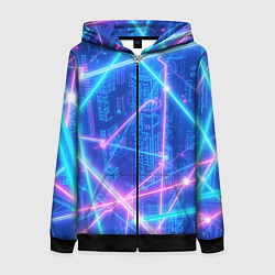 Толстовка на молнии женская Неоновые провода, цвет: 3D-черный