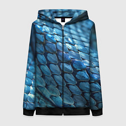 Женская толстовка на молнии Голубая кожа змеи