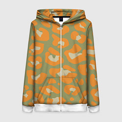 Женская толстовка на молнии Рыже-зеленый леопардовый