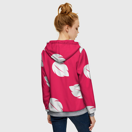 Женская толстовка на молнии Тестура платья Лило с листьями / 3D-Меланж – фото 4