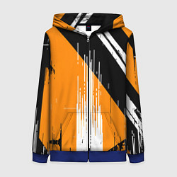 Женская толстовка на молнии Вертикальные чёрные линии на оранжево-белом фоне