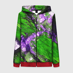 Женская толстовка на молнии Фиолетовый минерал в зелёном камне