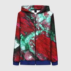 Женская толстовка на молнии Голубой минерал в красном камне