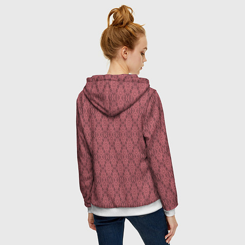 Женская толстовка на молнии Терракотовый абстрактный геометрический узор / 3D-Белый – фото 4