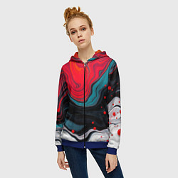 Толстовка на молнии женская Абстракция эбру, цвет: 3D-синий — фото 2