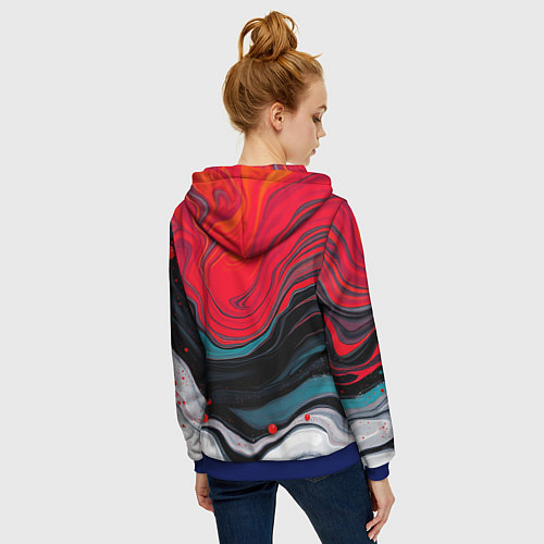 Женская толстовка на молнии Абстракция эбру / 3D-Синий – фото 4