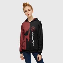 Толстовка на молнии женская Volkswagen и череп, цвет: 3D-черный — фото 2