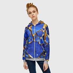 Толстовка на молнии женская A gold mineral in a blue stone, цвет: 3D-меланж — фото 2