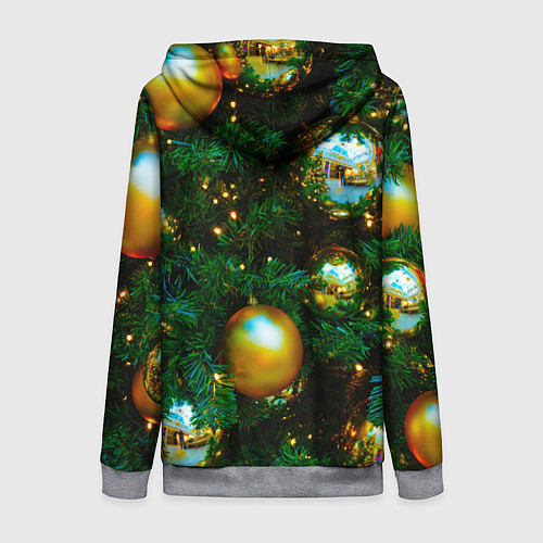 Женская толстовка на молнии Новогодние украшения на ветках / 3D-Меланж – фото 2
