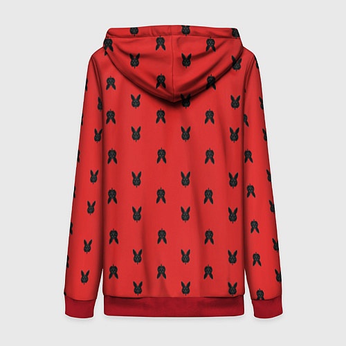 Женская толстовка на молнии Маска кролика на красном / 3D-Красный – фото 2
