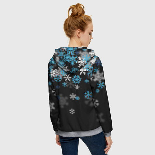 Женская толстовка на молнии Снежинки объемные / 3D-Меланж – фото 4