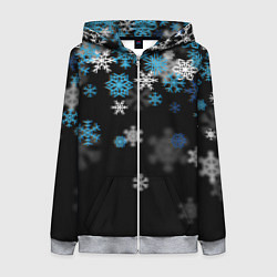 Женская толстовка на молнии Снежинки объемные