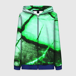 Женская толстовка на молнии Трещины на абстрактном зелёном фоне