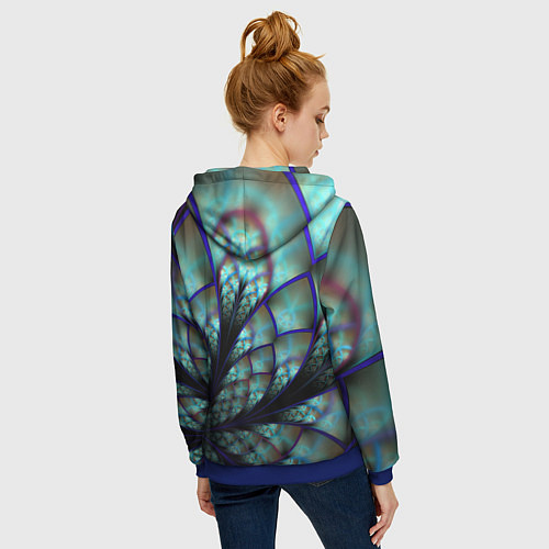 Женская толстовка на молнии Абстракция неон / 3D-Синий – фото 4
