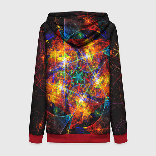 Женская толстовка на молнии Оптический дым текстура / 3D-Красный – фото 2