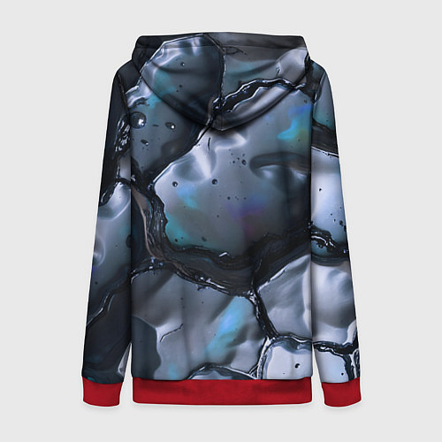 Женская толстовка на молнии Жидкая субстанция серая / 3D-Красный – фото 2