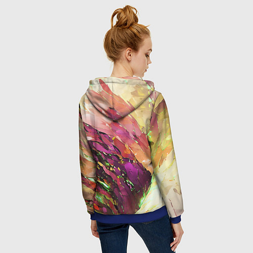 Женская толстовка на молнии Красно-жёлтая абстракция / 3D-Синий – фото 4