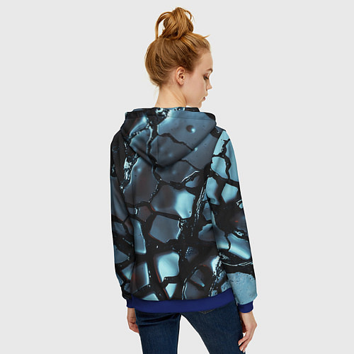 Женская толстовка на молнии The liquid substance is grey / 3D-Синий – фото 4