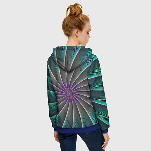 Женская толстовка на молнии Оптический узор неоновый / 3D-Синий – фото 4