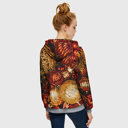 Женская толстовка на молнии Новогоднее ёлочное украшение / 3D-Меланж – фото 4