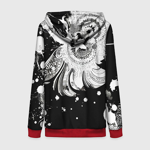 Женская толстовка на молнии Абстрактная экспрессивная композиция / 3D-Красный – фото 2