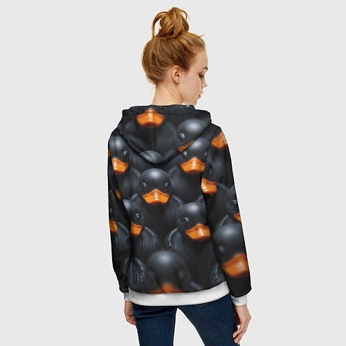 Женская толстовка на молнии Черные уточки / 3D-Белый – фото 4