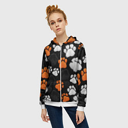 Толстовка на молнии женская Мохнатые лапки, цвет: 3D-белый — фото 2
