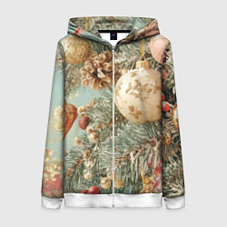 Женская толстовка на молнии Елочные новогодние игрушки