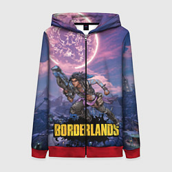 Толстовка на молнии женская Borderlands вооружение, цвет: 3D-красный