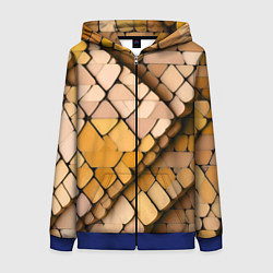 Толстовка на молнии женская Жёлтые рельефные плитки, цвет: 3D-синий