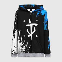 Толстовка на молнии женская Doom краски лого текстура, цвет: 3D-меланж