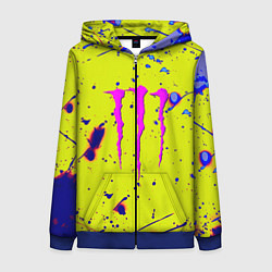 Толстовка на молнии женская Monster energy краски, цвет: 3D-синий