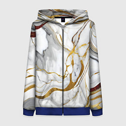 Толстовка на молнии женская Жёлто-белый мрамор, цвет: 3D-синий