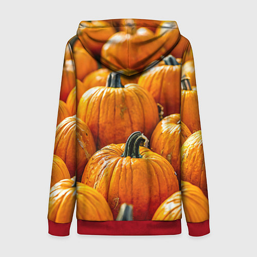 Женская толстовка на молнии Много тыкв / 3D-Красный – фото 2