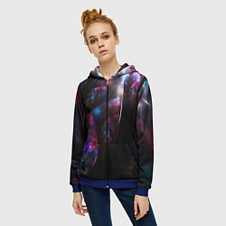 Толстовка на молнии женская Неоновая психоделика абстракция, цвет: 3D-синий — фото 2