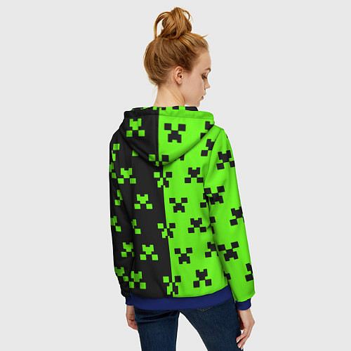 Женская толстовка на молнии Майкрафт стиль текстура / 3D-Синий – фото 4