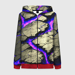 Толстовка на молнии женская Треснувший камень фиолетовый, цвет: 3D-красный