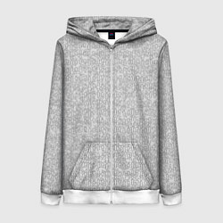 Толстовка на молнии женская Светлый серый в мелкий рисунок паттерн, цвет: 3D-белый