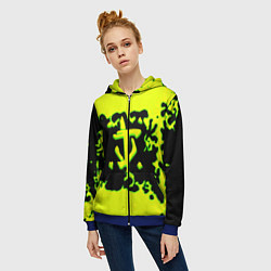 Толстовка на молнии женская Doom кислотное лого краски, цвет: 3D-синий — фото 2