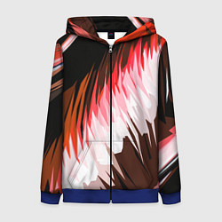 Женская толстовка на молнии Красно-белая абстракция на чёрном фоне