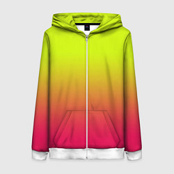 Женская толстовка на молнии Градиент салатовый в розовый