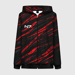 Толстовка на молнии женская N7 - красный камуфляж, цвет: 3D-черный