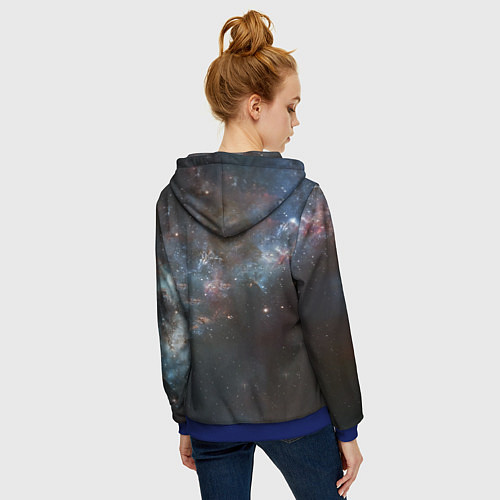 Женская толстовка на молнии Череп - космос / 3D-Синий – фото 4