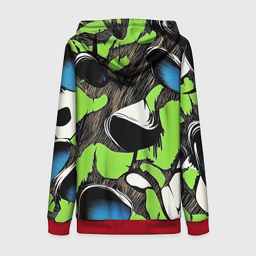 Женская толстовка на молнии Объемный камуфляж из слоев / 3D-Красный – фото 2