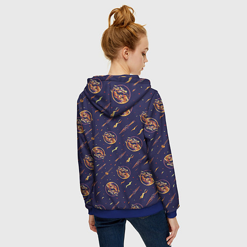 Женская толстовка на молнии Mortal Kombat logo pattern / 3D-Синий – фото 4