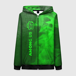 Толстовка на молнии женская Among Us - green gradient по-вертикали, цвет: 3D-черный