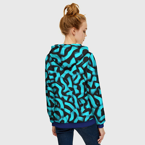 Женская толстовка на молнии Бирюзовая абстракция / 3D-Синий – фото 4